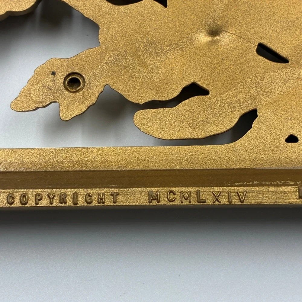 Vtg 1964 Burwood Products Gold‎ Musical Wall Plaques Pair USA MCM Plastic 14x5.5